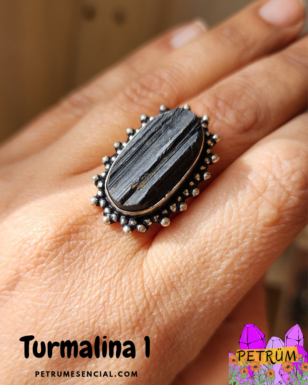 Anillo Energético Ajustable con Piedra Natural, enchapado en Plata