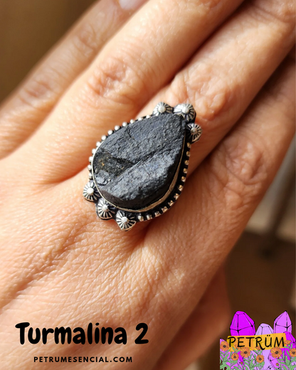 Anillo Energético Ajustable con Piedra Natural, enchapado en Plata