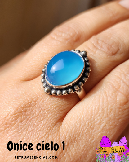 Anillo Energético Ajustable con Piedra Natural, enchapado en Plata