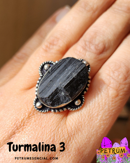 Anillo Energético Ajustable con Piedra Natural, enchapado en Plata