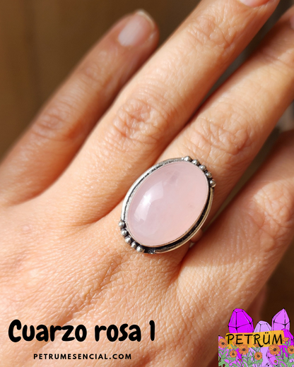 Anillo Energético Ajustable con Piedra Natural, enchapado en Plata